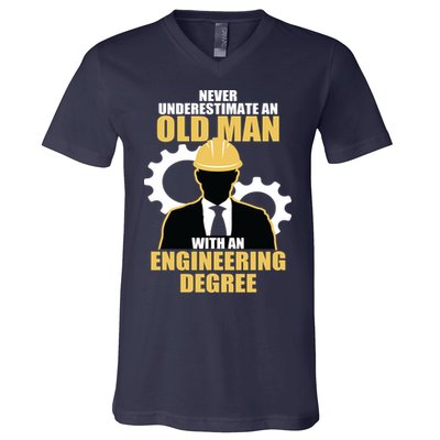 Never Underestimate An Old Man With An Engineering Degree V-Neck T-Shirt