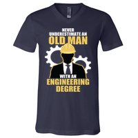 Never Underestimate An Old Man With An Engineering Degree V-Neck T-Shirt
