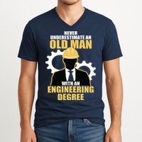 Never Underestimate An Old Man With An Engineering Degree V-Neck T-Shirt