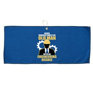 Never Underestimate An Old Man With An Engineering Degree Large Microfiber Waffle Golf Towel