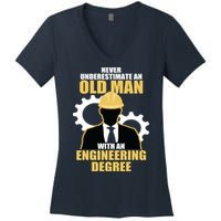 Never Underestimate An Old Man With An Engineering Degree Women's V-Neck T-Shirt