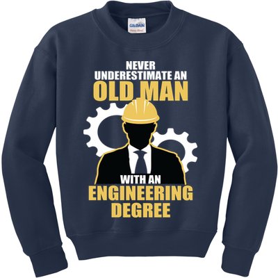 Never Underestimate An Old Man With An Engineering Degree Kids Sweatshirt