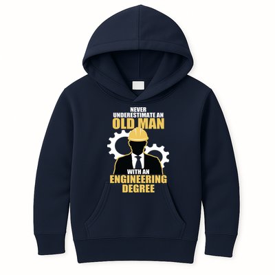 Never Underestimate An Old Man With An Engineering Degree Kids Hoodie