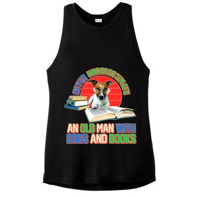 Never Underestimate An Old Man With Dogs And Books Ladies PosiCharge Tri-Blend Wicking Tank