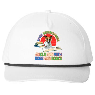 Never Underestimate An Old Man With Dogs And Books Snapback Five-Panel Rope Hat