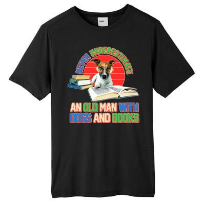 Never Underestimate An Old Man With Dogs And Books Tall Fusion ChromaSoft Performance T-Shirt