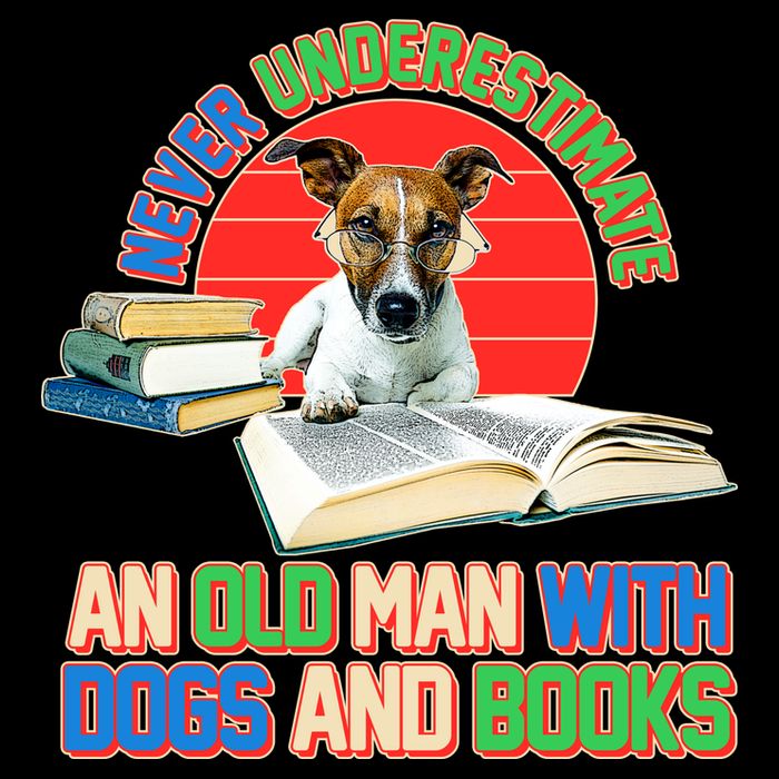 Never Underestimate An Old Man With Dogs And Books Cropped Pullover Crew