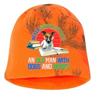 Never Underestimate An Old Man With Dogs And Books Kati - Camo Knit Beanie