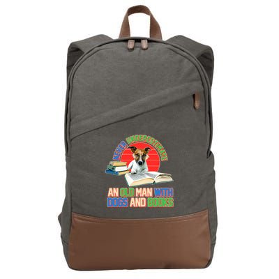 Never Underestimate An Old Man With Dogs And Books Cotton Canvas Backpack