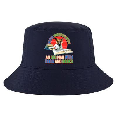 Never Underestimate An Old Man With Dogs And Books Cool Comfort Performance Bucket Hat