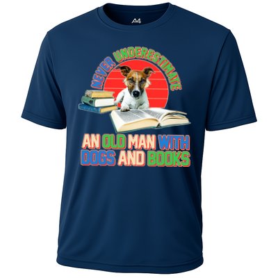 Never Underestimate An Old Man With Dogs And Books Performance Shirt