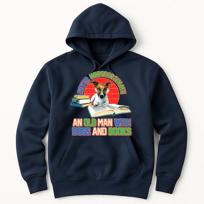 Never Underestimate An Old Man With Dogs And Books Hoodie