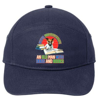 Never Underestimate An Old Man With Dogs And Books 7-Panel Snapback Hat