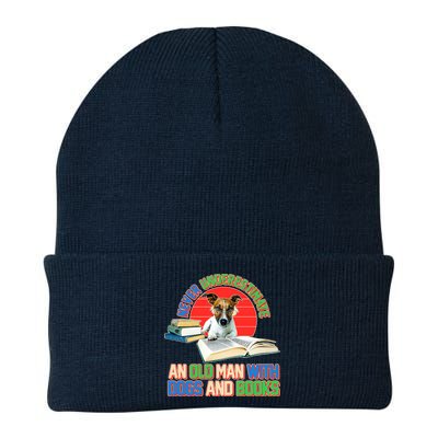 Never Underestimate An Old Man With Dogs And Books Knit Cap Winter Beanie