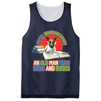 Never Underestimate An Old Man With Dogs And Books Mesh Reversible Basketball Jersey Tank