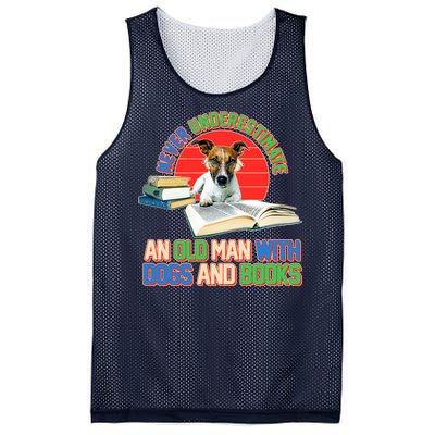 Never Underestimate An Old Man With Dogs And Books Mesh Reversible Basketball Jersey Tank