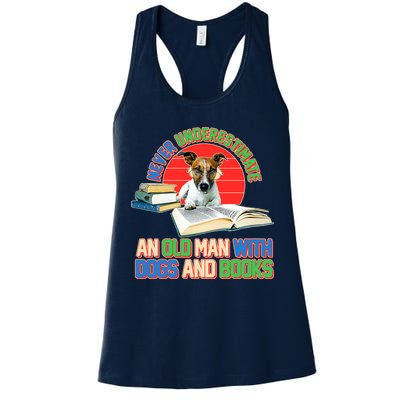 Never Underestimate An Old Man With Dogs And Books Womens Tank Top