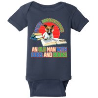 Never Underestimate An Old Man With Dogs And Books Baby Bodysuit