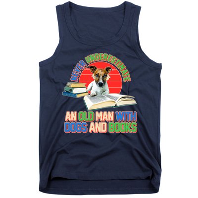 Never Underestimate An Old Man With Dogs And Books Tank Top