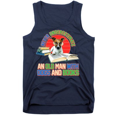 Never Underestimate An Old Man With Dogs And Books Tank Top