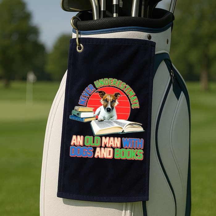 Never Underestimate An Old Man With Dogs And Books Golf Towel