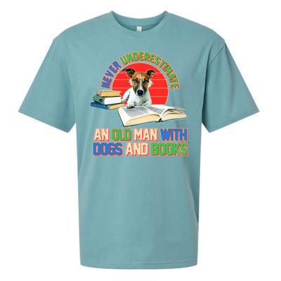 Never Underestimate An Old Man With Dogs And Books Sueded Cloud Jersey T-Shirt