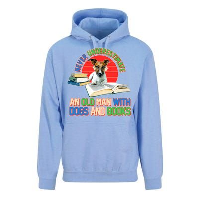 Never Underestimate An Old Man With Dogs And Books Unisex Surf Hoodie