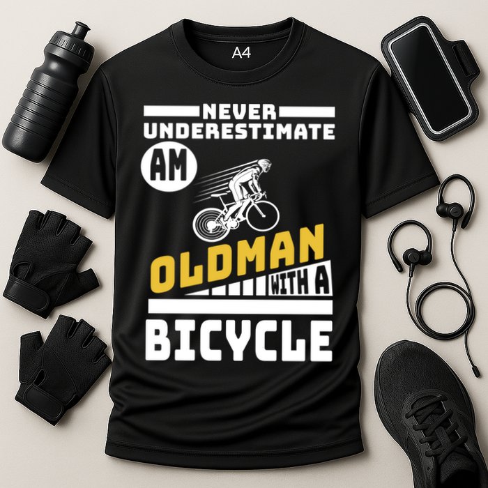 Never Underestimate An Oldman With A Bicycle Performance Shirt