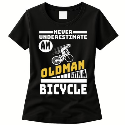 Never Underestimate An Oldman With A Bicycle Womens T-Shirt