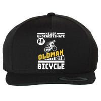 Never Underestimate An Oldman With A Bicycle Wool Snapback Cap