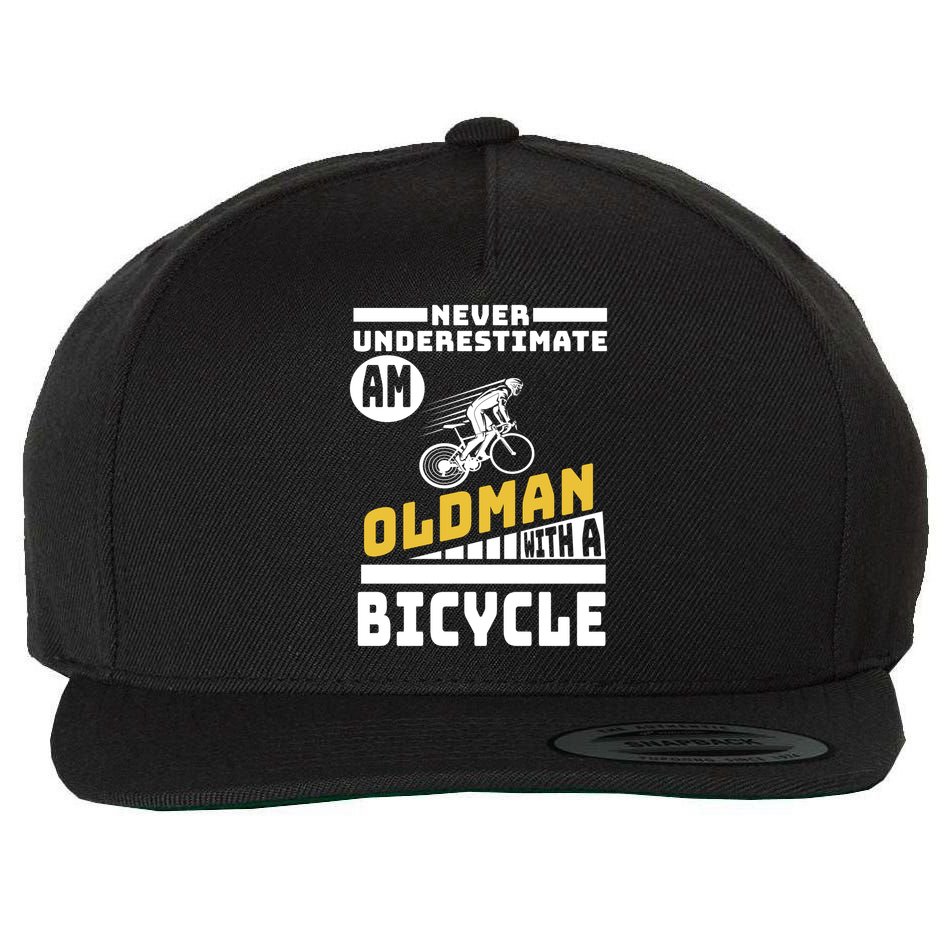 Never Underestimate An Oldman With A Bicycle Wool Snapback Cap