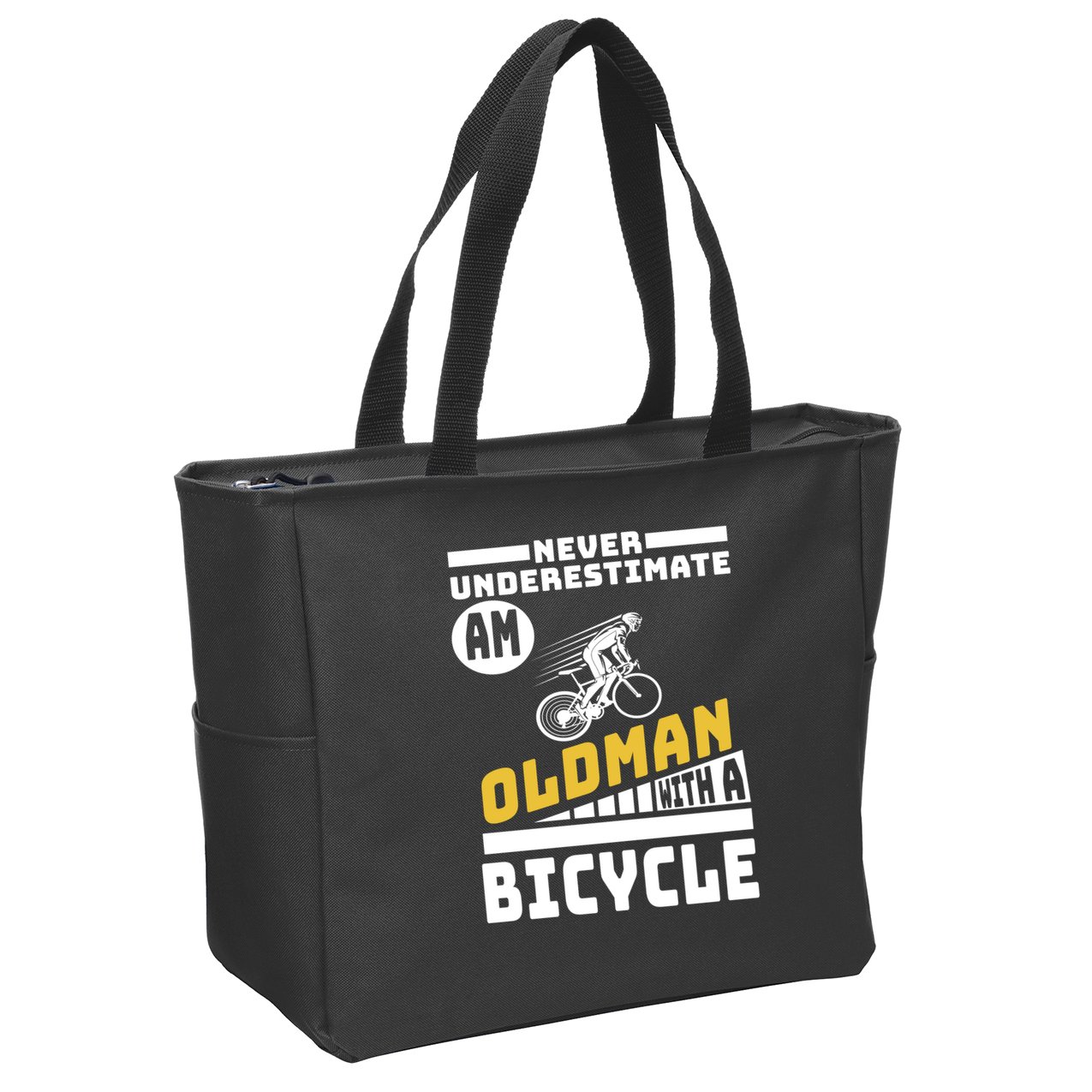 Never Underestimate An Oldman With A Bicycle Zip Tote Bag