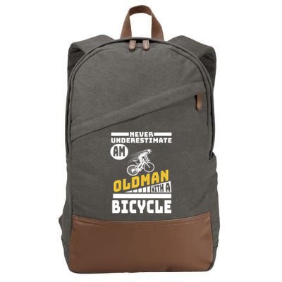 Never Underestimate An Oldman With A Bicycle Cotton Canvas Backpack