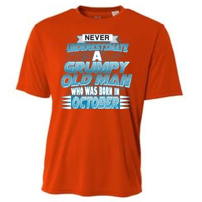 Never Underestimate Grumpy Old Man Born In October Cooling Performance Crew T-Shirt