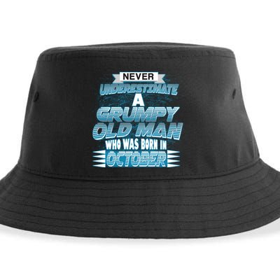 Never Underestimate Grumpy Old Man Born In October Sustainable Bucket Hat