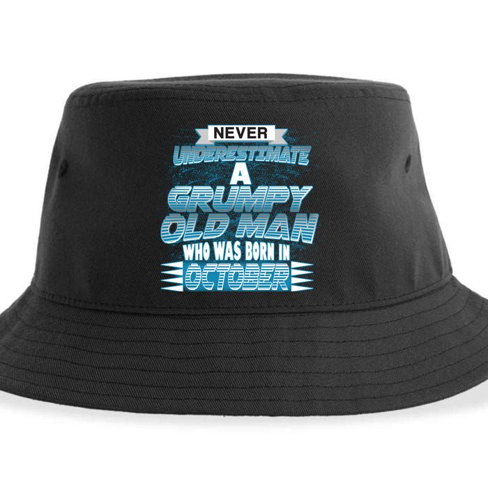 Never Underestimate Grumpy Old Man Born In October Sustainable Bucket Hat