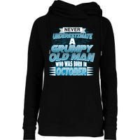 Never Underestimate Grumpy Old Man Born In October Womens Funnel Neck Pullover Hood