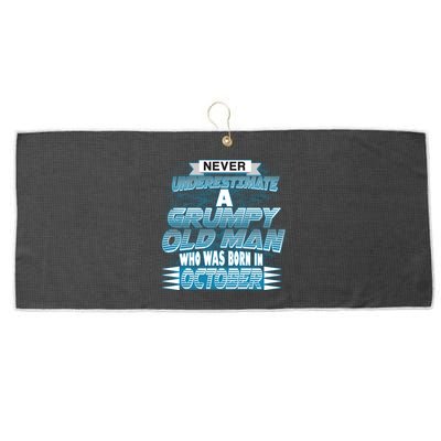 Never Underestimate Grumpy Old Man Born In October Large Microfiber Waffle Golf Towel