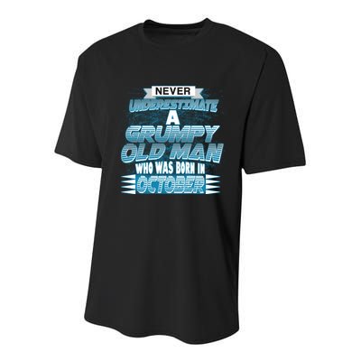 Never Underestimate Grumpy Old Man Born In October Youth Performance Sprint T-Shirt