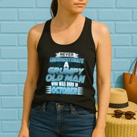 Never Underestimate Grumpy Old Man Born In October Womens Tank Top