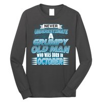 Never Underestimate Grumpy Old Man Born In October Long Sleeve Shirt