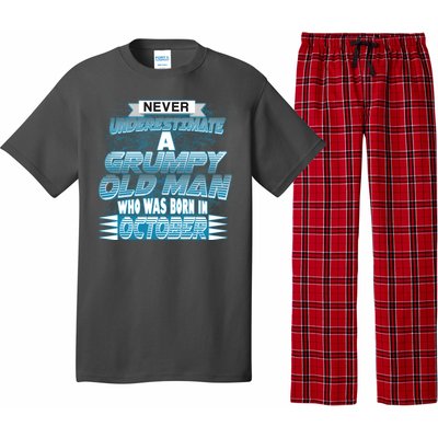 Never Underestimate Grumpy Old Man Born In October Pajama Set