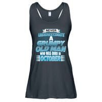 Never Underestimate Grumpy Old Man Born In October Ladies Essential Flowy Tank