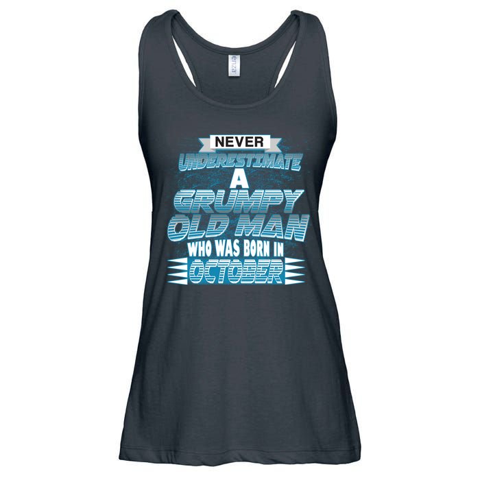 Never Underestimate Grumpy Old Man Born In October Ladies Essential Flowy Tank