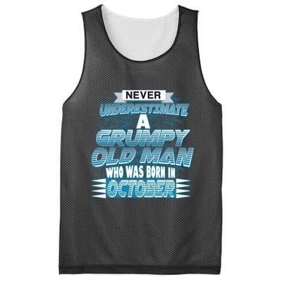 Never Underestimate Grumpy Old Man Born In October Mesh Reversible Basketball Jersey Tank