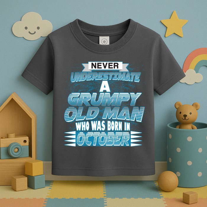 Never Underestimate Grumpy Old Man Born In October Toddler T-Shirt