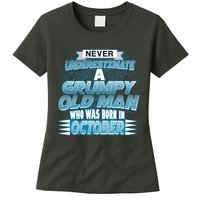 Never Underestimate Grumpy Old Man Born In October Womens T-Shirt