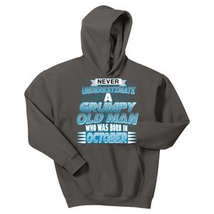 Never Underestimate Grumpy Old Man Born In October Kids Hoodie