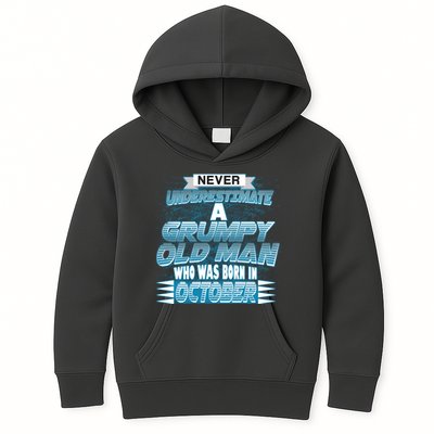 Never Underestimate Grumpy Old Man Born In October Kids Hoodie