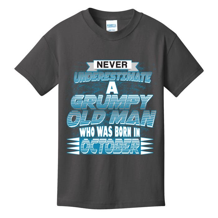 Never Underestimate Grumpy Old Man Born In October Kids T-Shirt